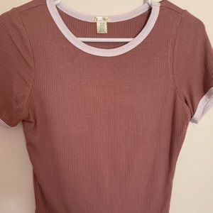 pink ribbed crop top